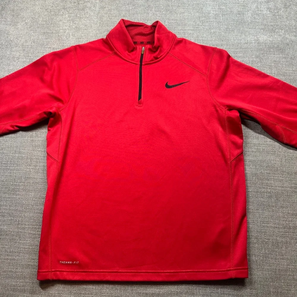 Nike Therma-FIT Quarter Zip Pullover Mens Medium Red Performance Top